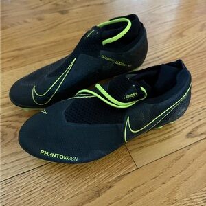 NIKE Phantom Vision Ghost Black with Bright Green Accents Soccer Cleats